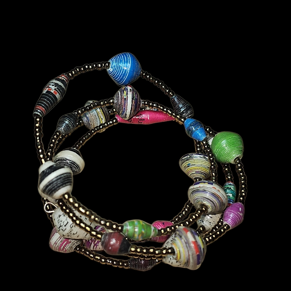 Multicolor Beaded Bracelet with Gold Accents